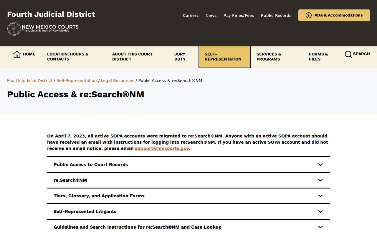 San Miguel County case search public-access instructions
