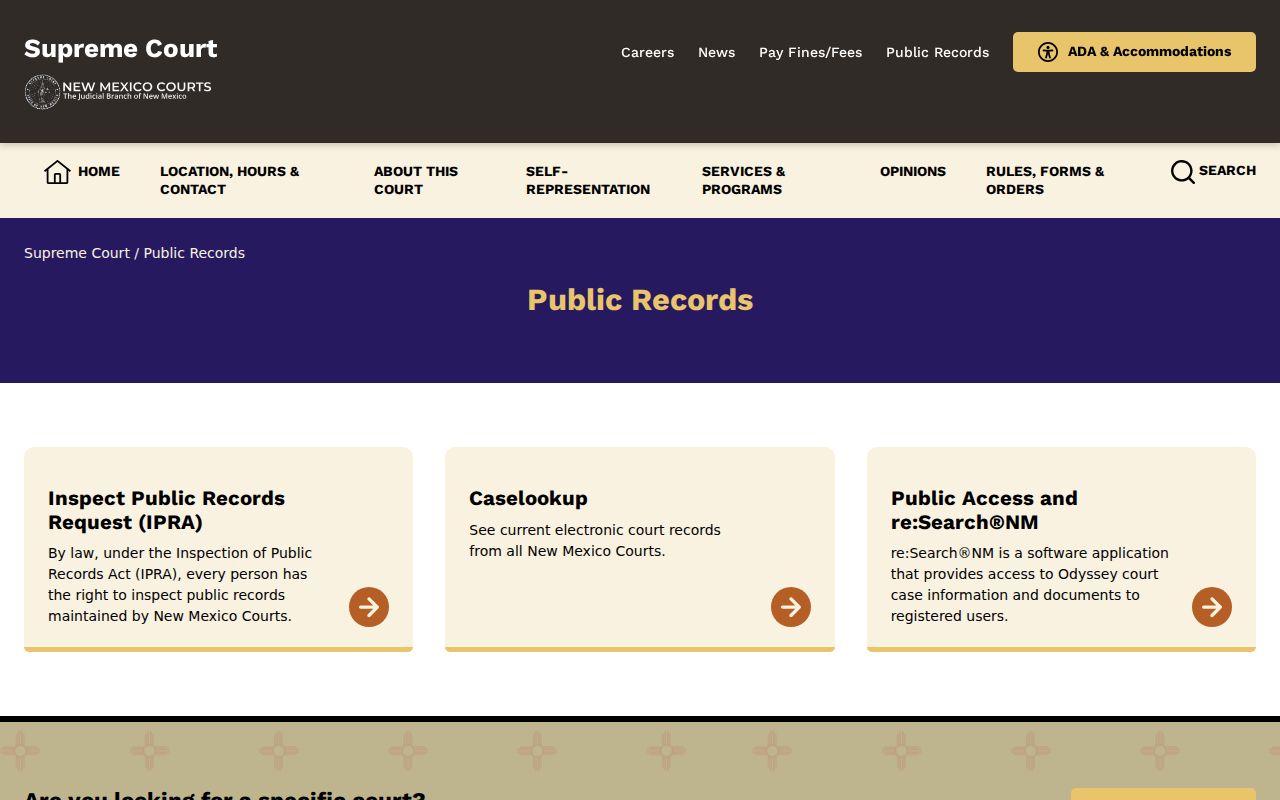 San Miguel County court records New Mexico Supreme Court public-records information