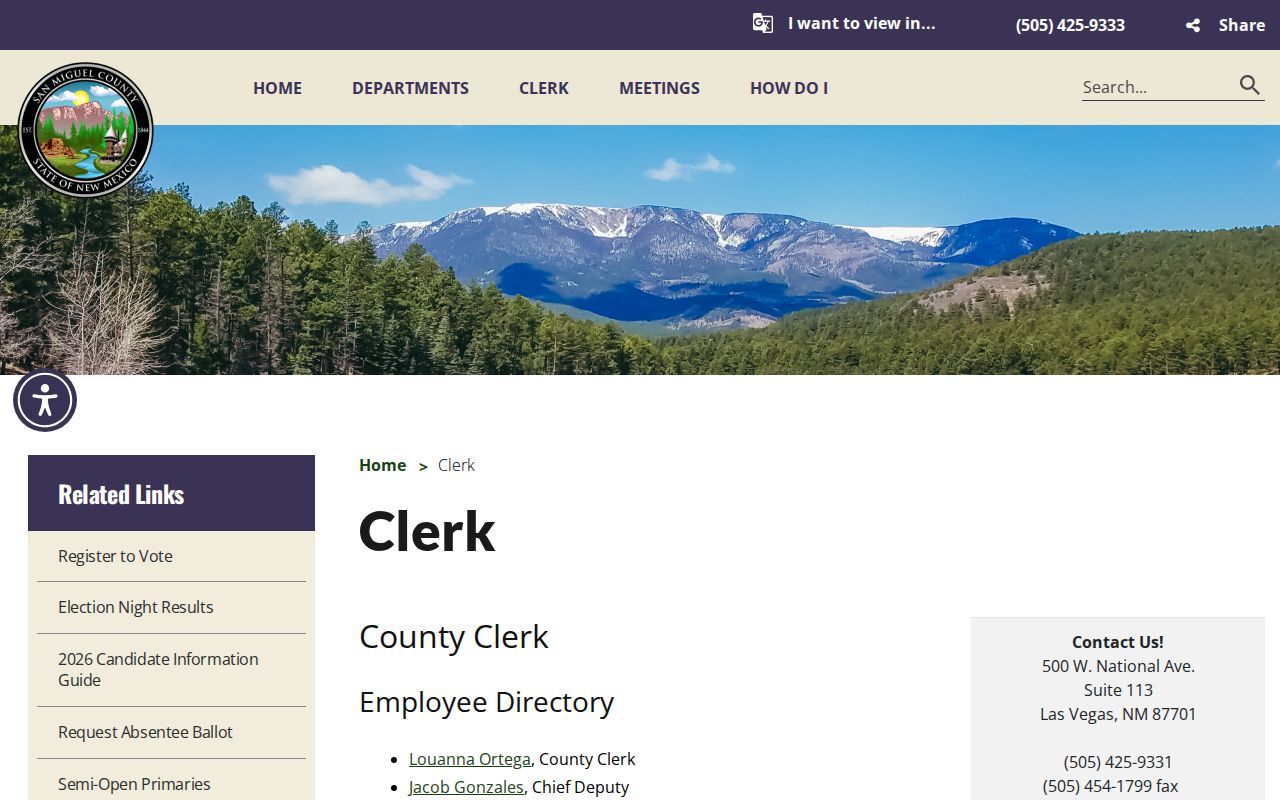 San Miguel County court records County Clerk office boundary information