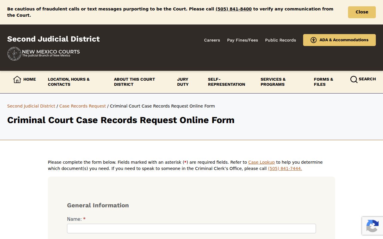 San Miguel County criminal docket case-record request model