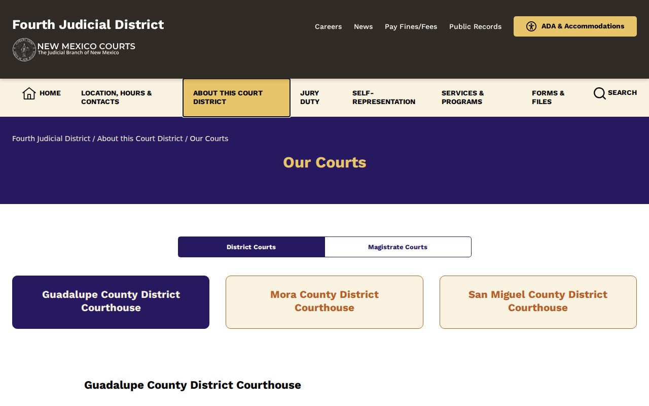 San Miguel County court docket Fourth Judicial District court structure