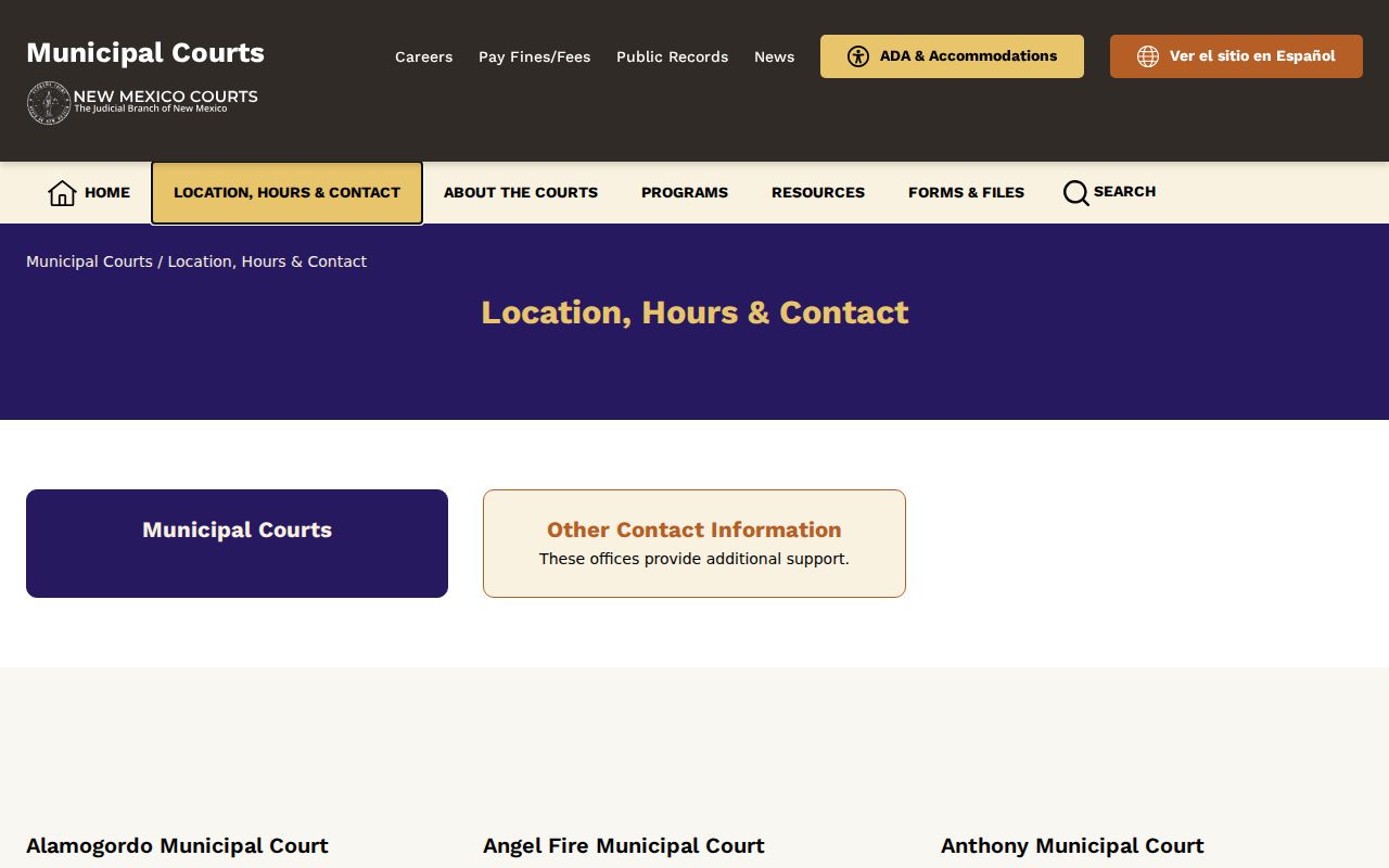 Pecos court docket New Mexico municipal court contact directory