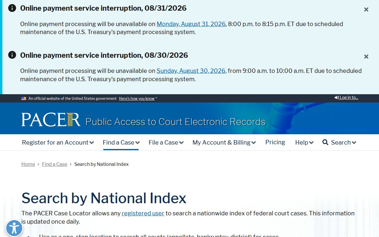 Pecos court docket PACER national case index